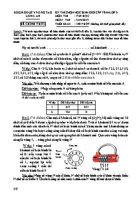 Đề thi chọn học sinh giỏi cấp tỉnh môn Tin học lớp 9 - Năm học 2015-2016